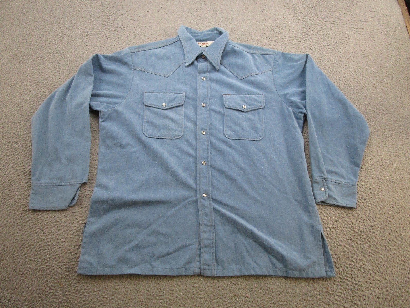 Vintage Sport Abouts By Big Yank Western Wear Denim Snap Button Shirt Mens XL