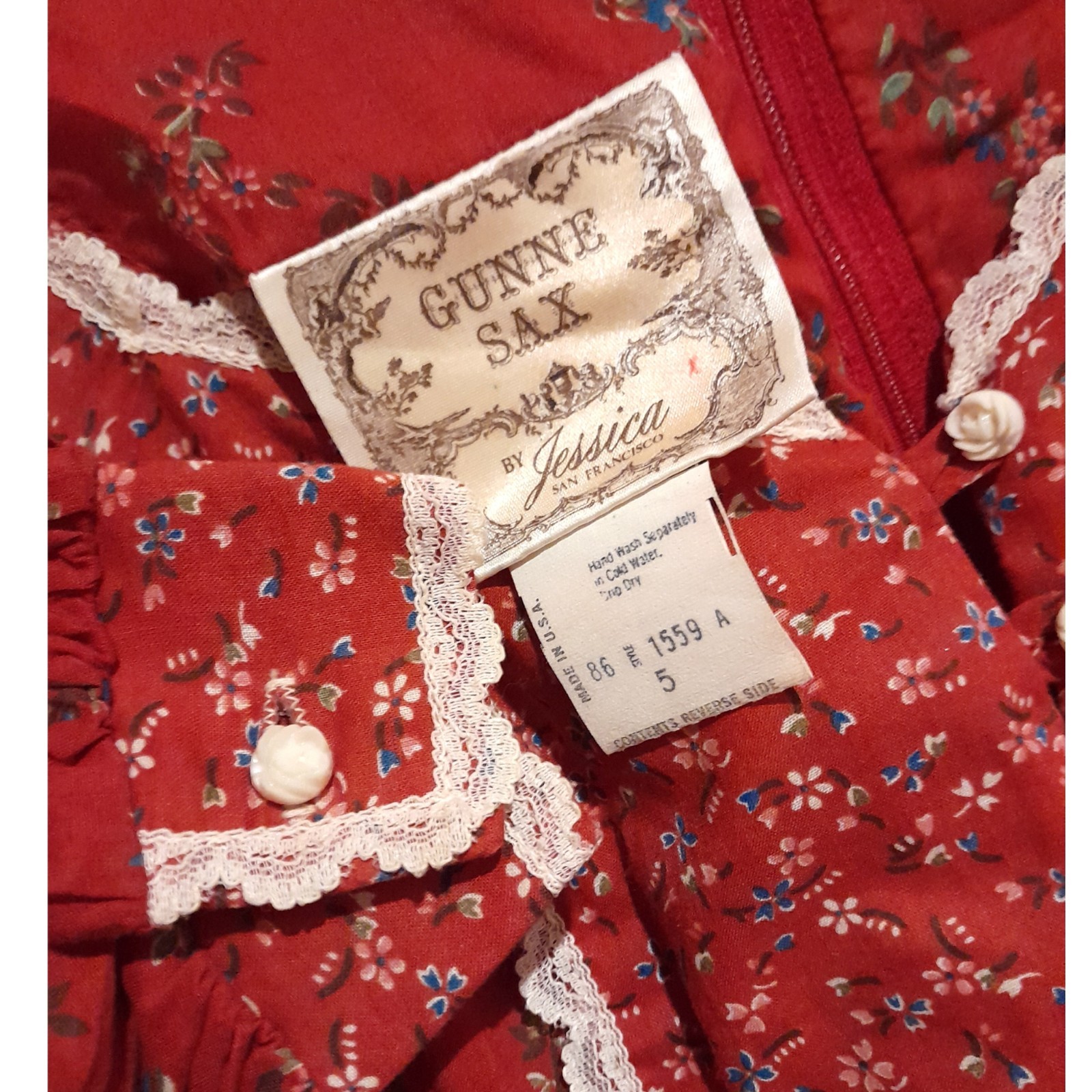 Gunne Sax 2 pocket bright orange floral Prairie dress sz 5 -women’s XXS/XS