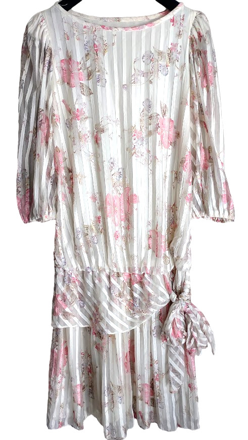 Vintage 1985 Drop Waist Party Formal Flapper 1920’s Style Tea Dress Size 9/10