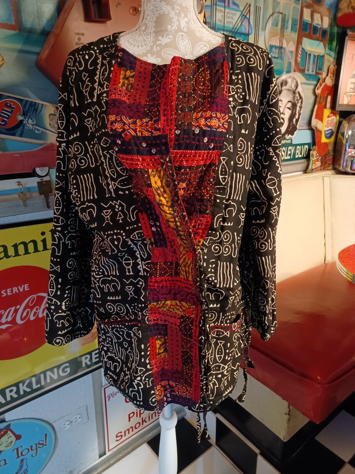 Vtg 80’s Kisura Eastern Art hand made India jacket 100% cotton patchwork Boho