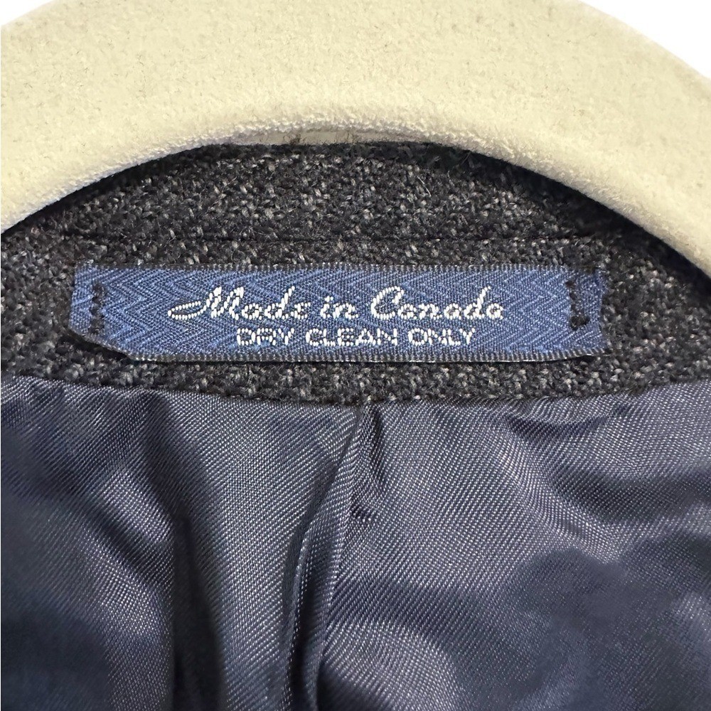 Chaps Ralph Lauren 100% Wool Black Gray Checkered Jacquard Blazer Jacket 42 Tall
