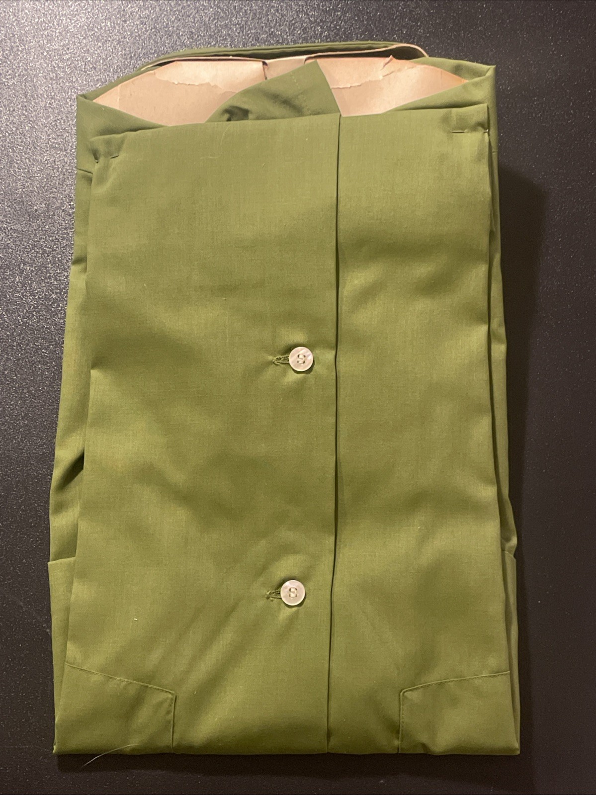 vintage 50s 60s Penneys Towncraft NOS NWT Deadstock Loop Collar Shirt Green M