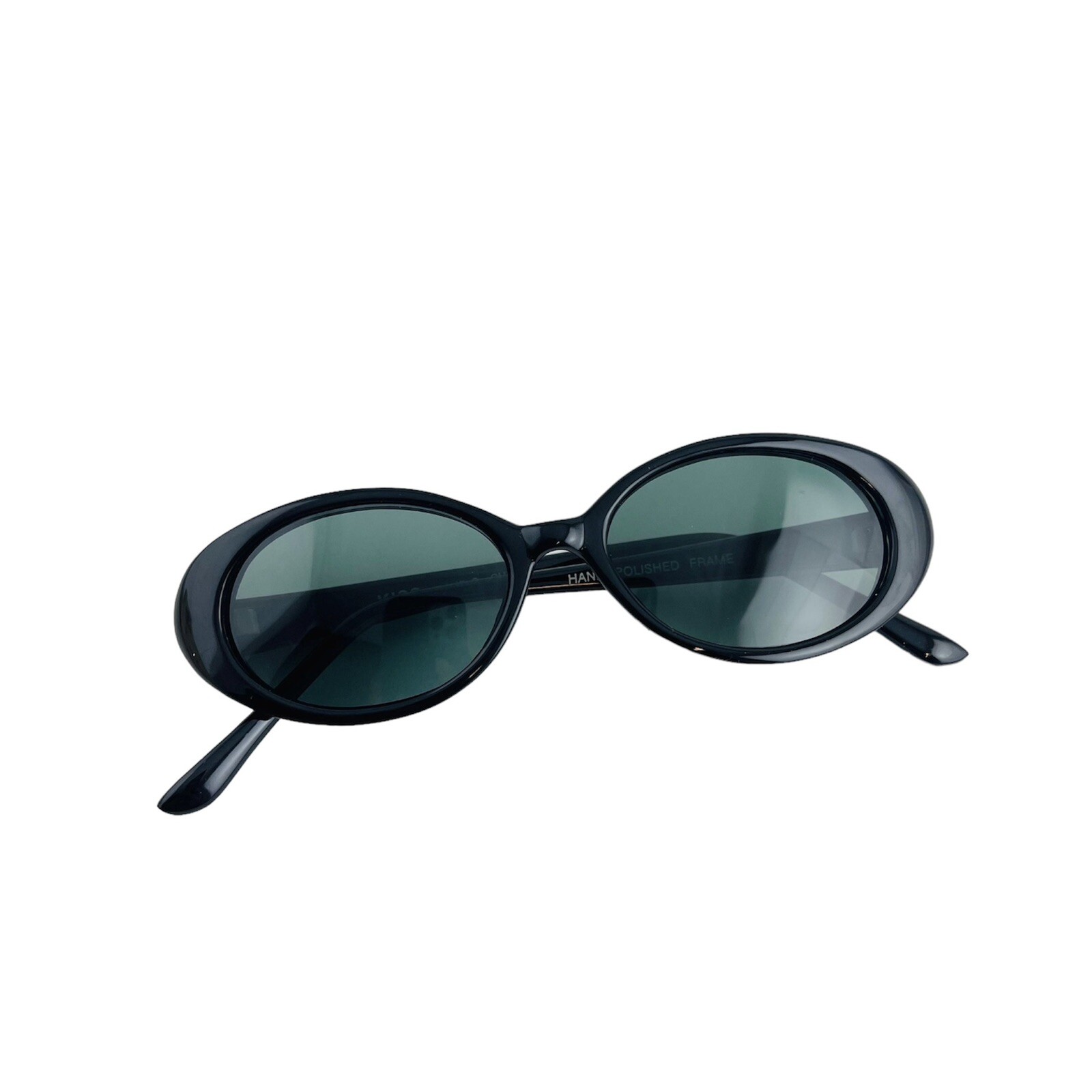 Authentic New Vintage women’s 90s slim black oval sunglasses