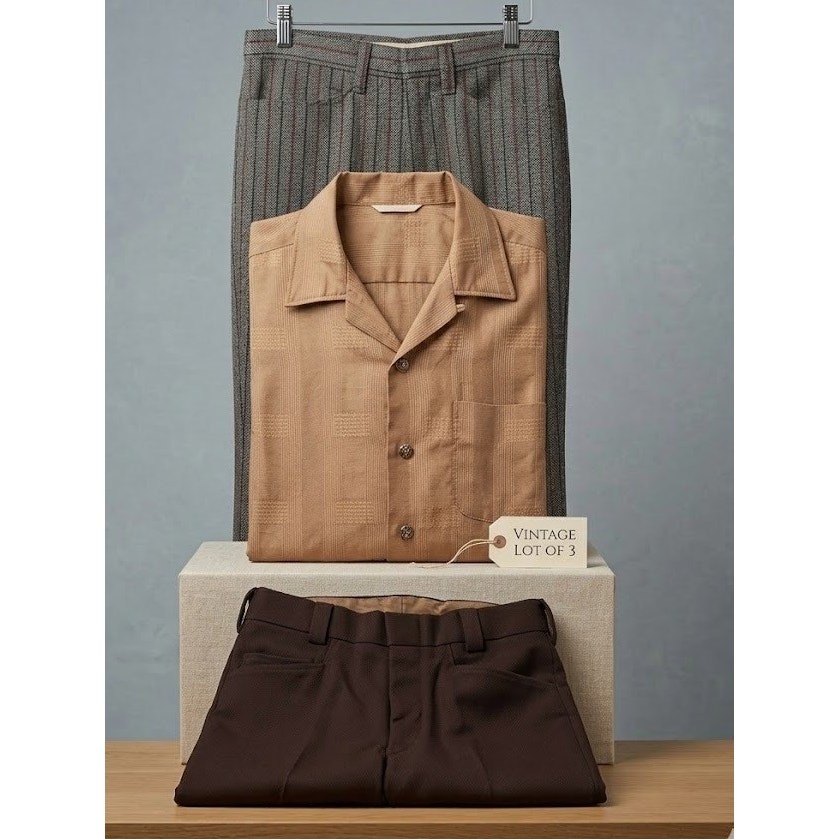Vintage 60s Lot 3 READ Mixed Shirt & Two Pairs of Slacks Rare Brands SZ M 30