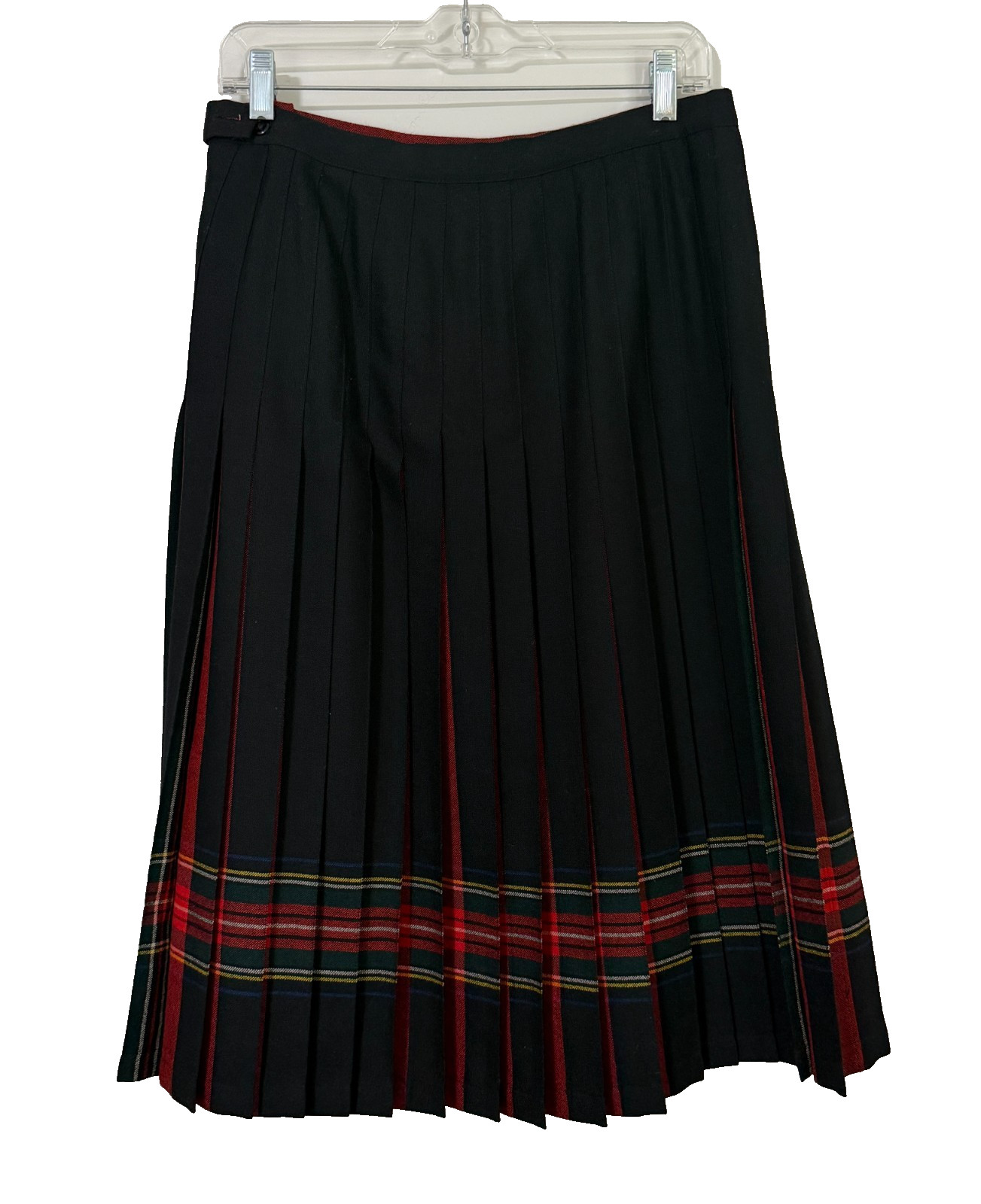 VTG Reversible Scottish Wool Pleated Skirt-Women 28″ Waist-Royal Stewart Tartan
