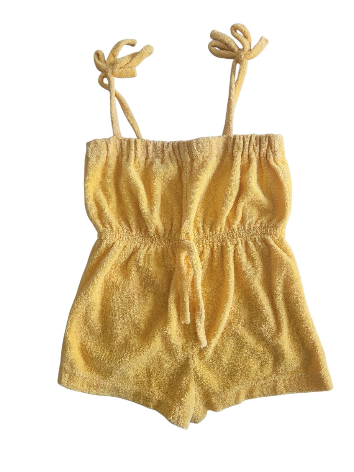 VTG 70s PALM ISLAND MIAMI YELLOW TERRY ROMPER GIRLS 5/6