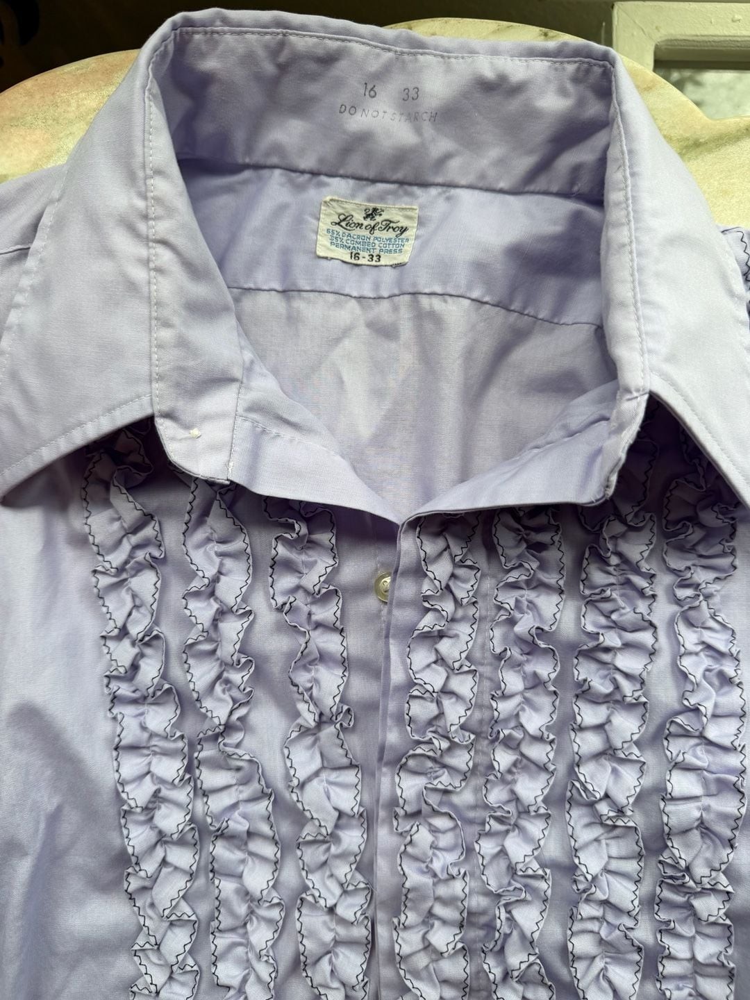 Vintage Lion of Troy Ruffled Tuxedo Dress Shirt Light Purple