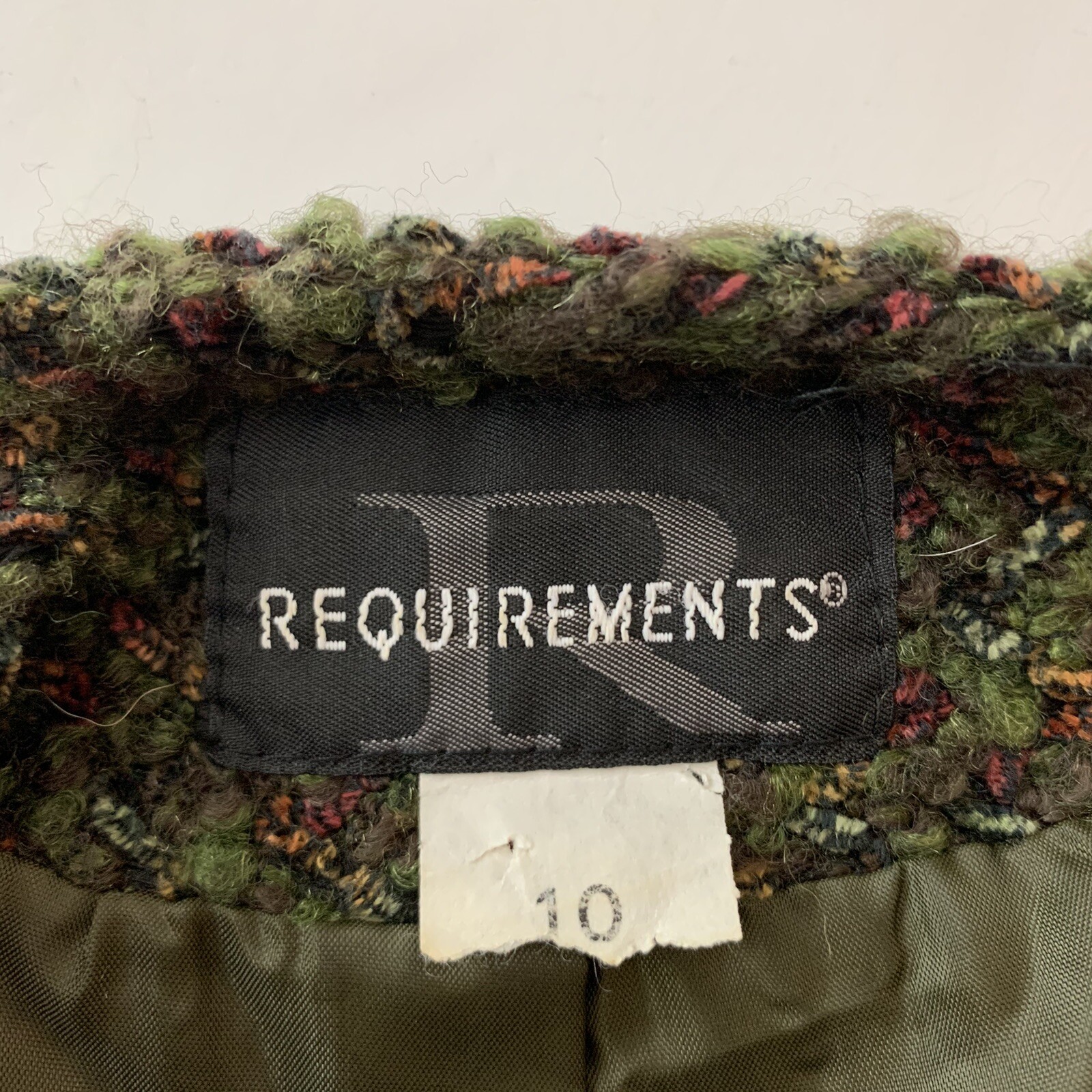 Vintage Cardigan Jacket Requirements 10 Boucle Button Top 3/4 Sleeve Green Brown