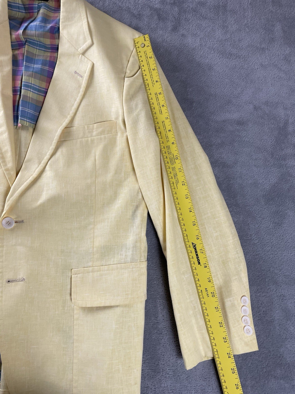 50s 60s Retro Vintage Blazer Sport Coat Mens 41R M Pastel Yellow Smiths Californ