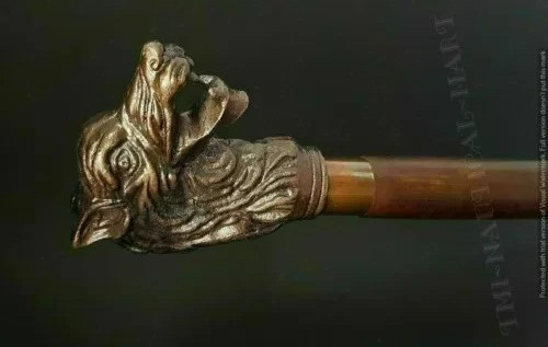 BRASS VICTORIAN HANDLE WOODEN VINTAGE STYLE WALKING STICK CANE DESIGNER style