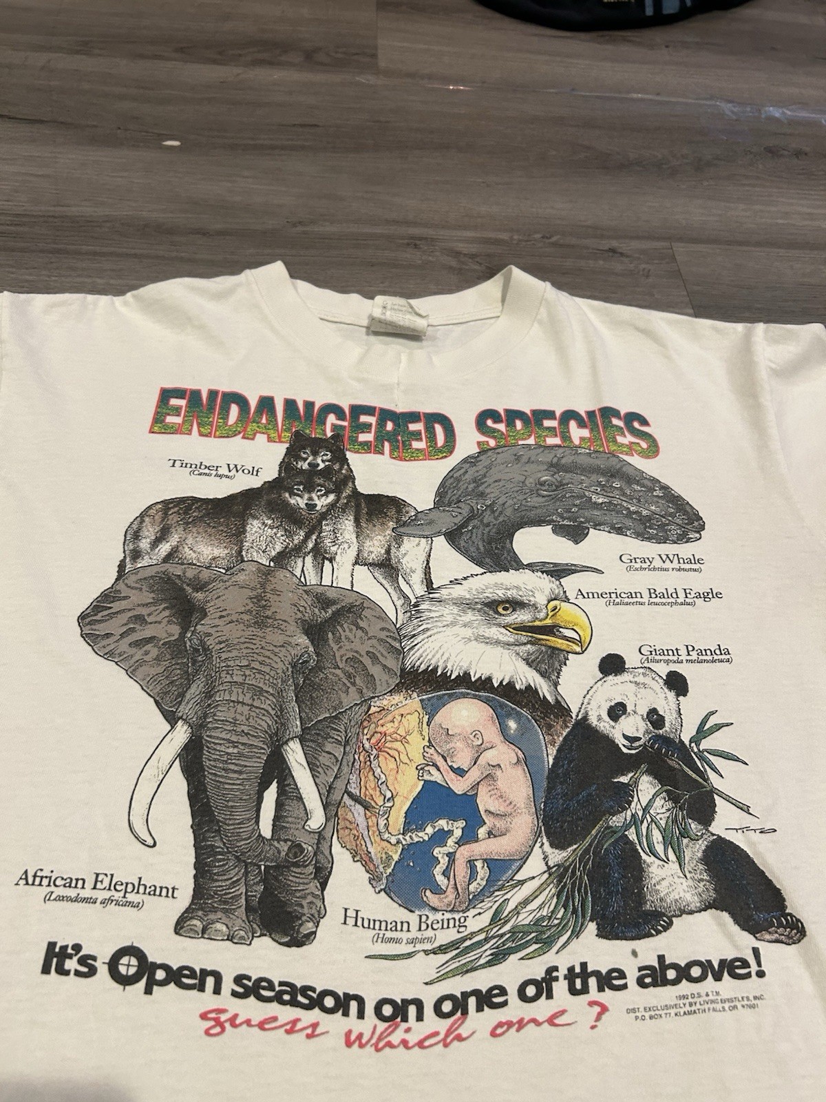 Vintage 1992 Jesus Living Epistles – Endangered Species T-shirt Size XL USA Made