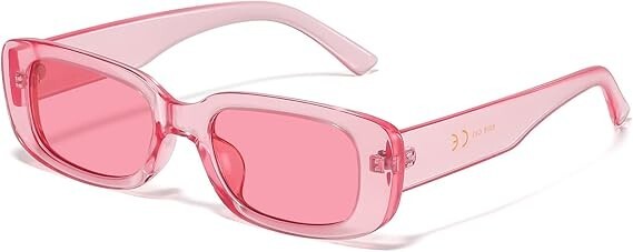 Clear Pink Rectangle Sunglasses UV400 Retro Y2k Fashion Cool Square Frame