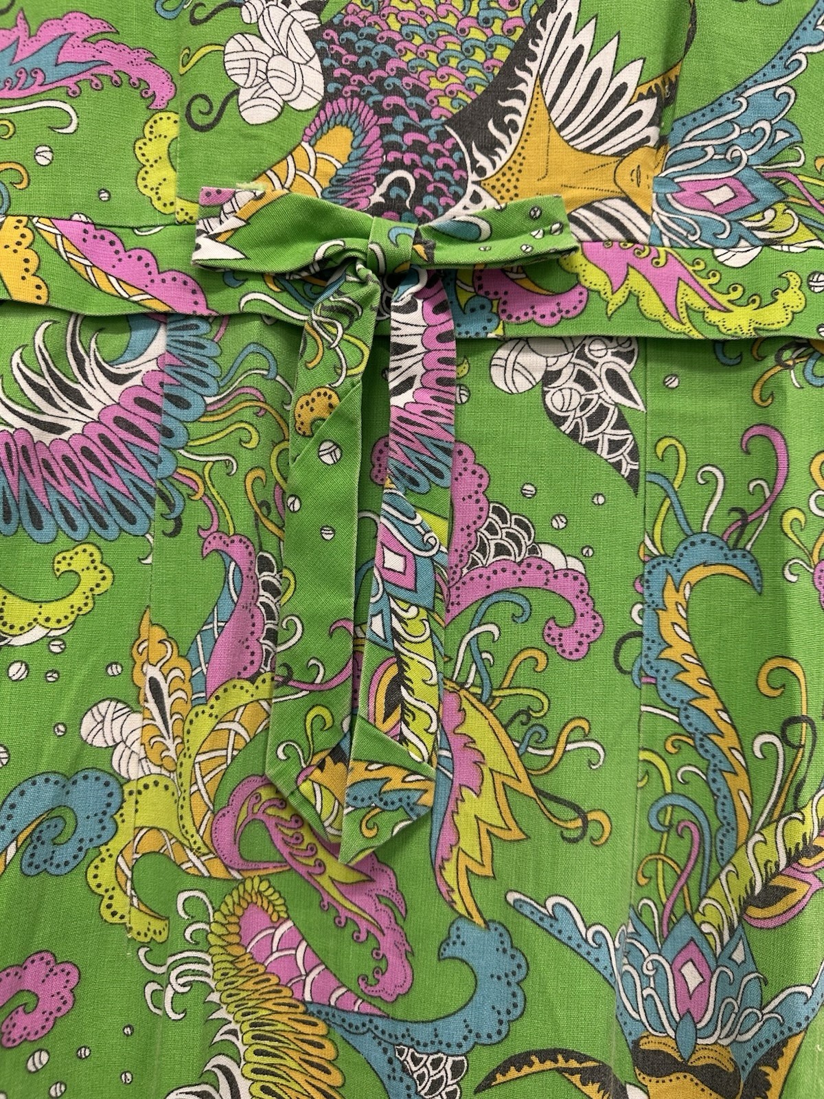 60s Vintage Psychedelic Print Disco Cotton Handmade Maxi Dress Women’s Size M L