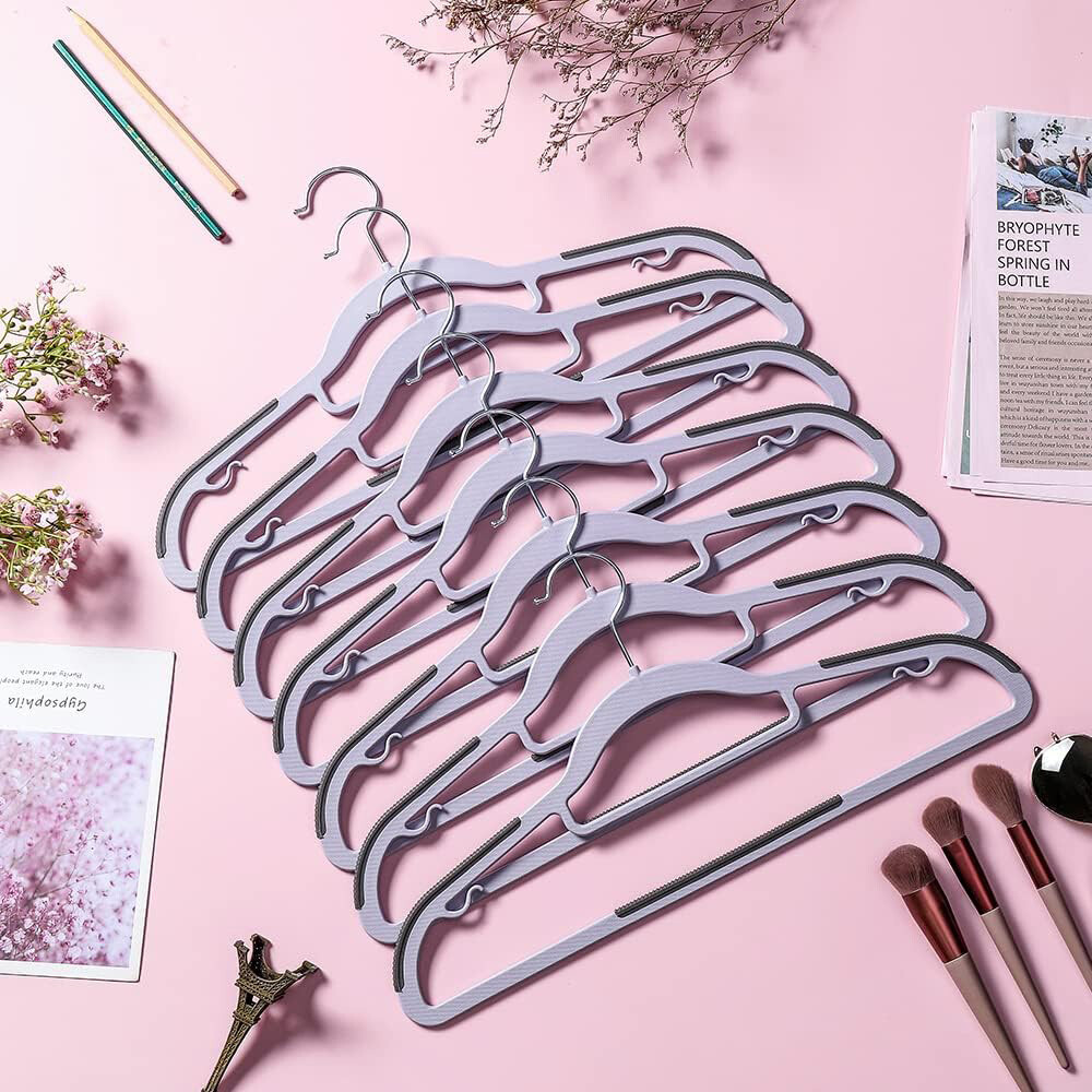 60Pack Plastic Hangers Non Slip for Clothes Coat Heavy Duty 360° Swivel Hook