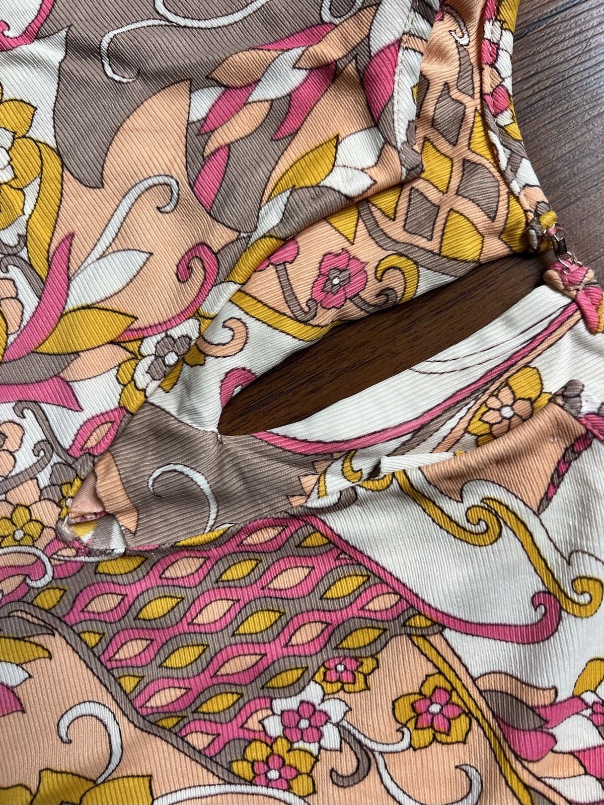 Vintage 70s Psychedelic Shift Dress XL Sleeveless Mod Groovy Pink Yellow Orange