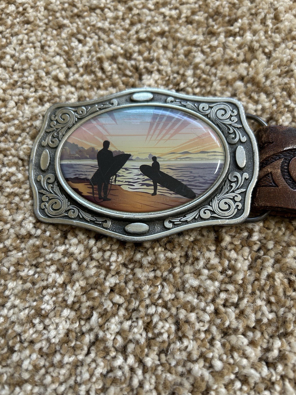 California Surfer Belt Buckle And Belt. Great American. Made the USA 2004.
