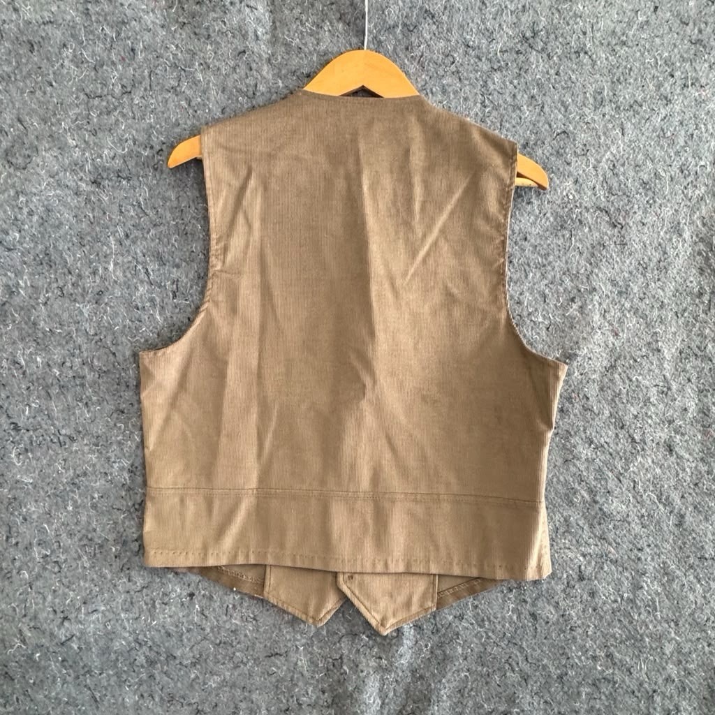 Vintage Harris Slacks Corduroy 2 Piece Set Vest Pants Tan 70s 80s Suit Mens M L
