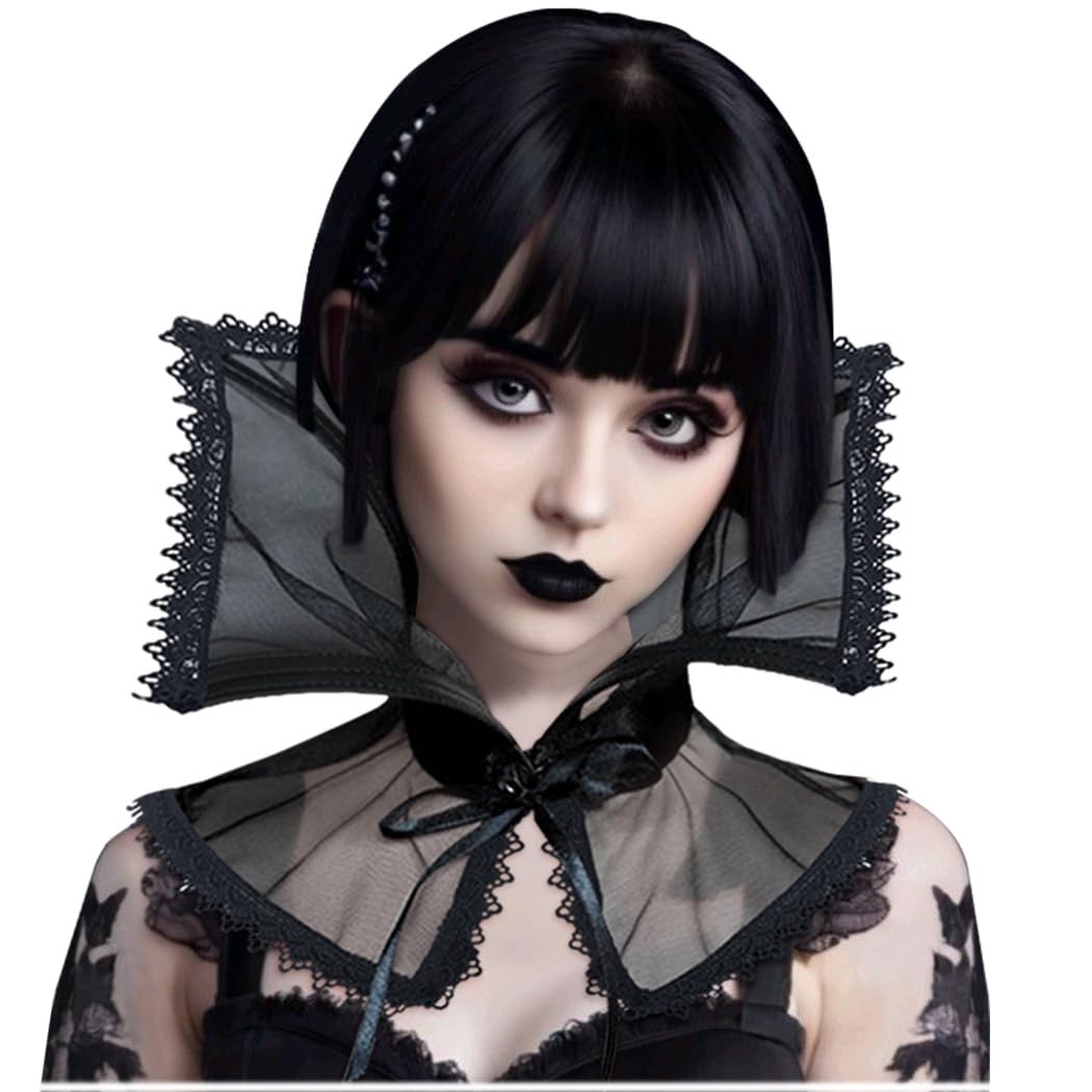 Gothic Victorian Vampire Collar for Women – Detachable Black Dracula Witch Acces