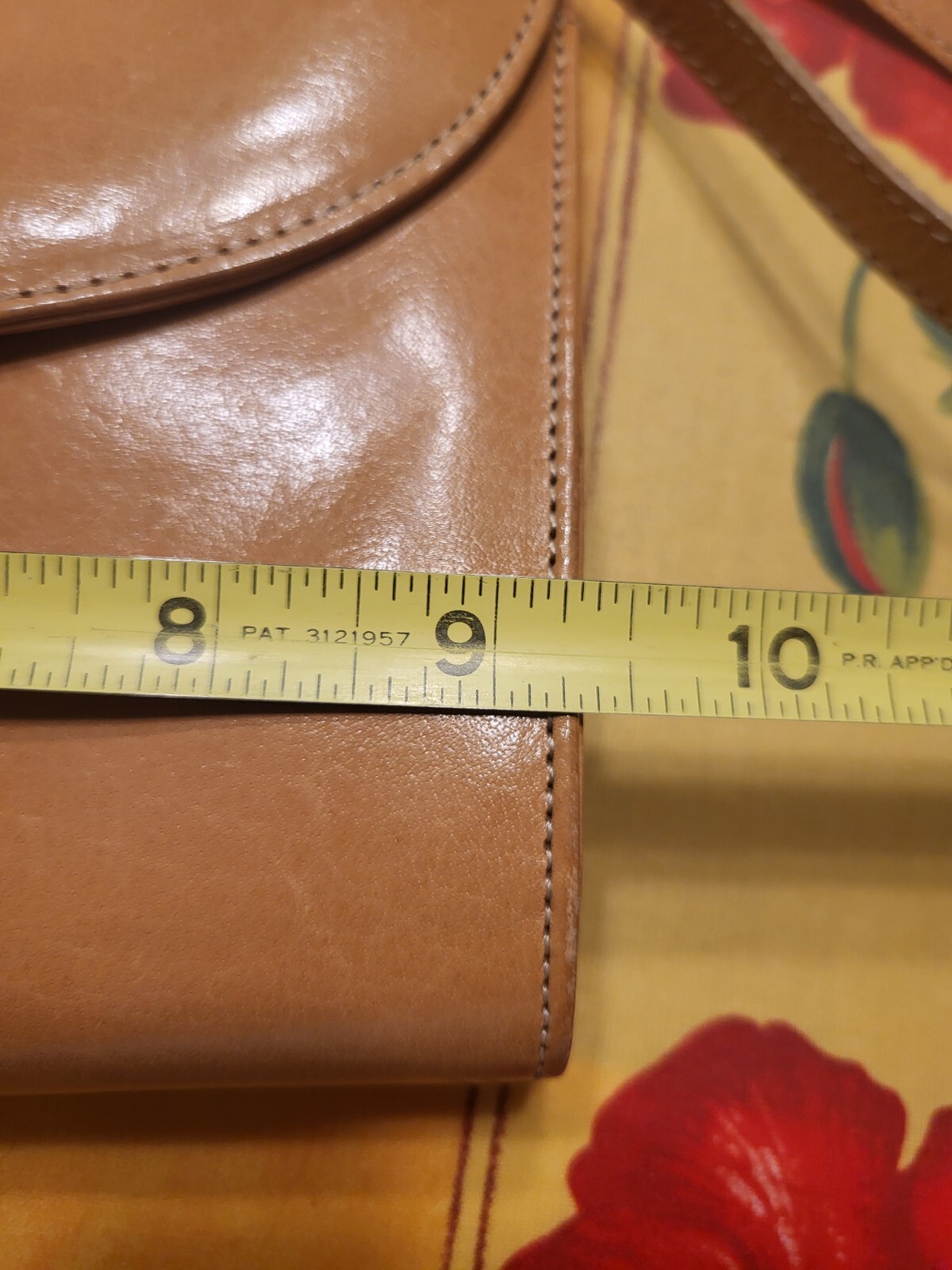 Vintage 1980s Tan Camel Leather Clutch Or Shoulder Bag Crossbody Albert Nipon