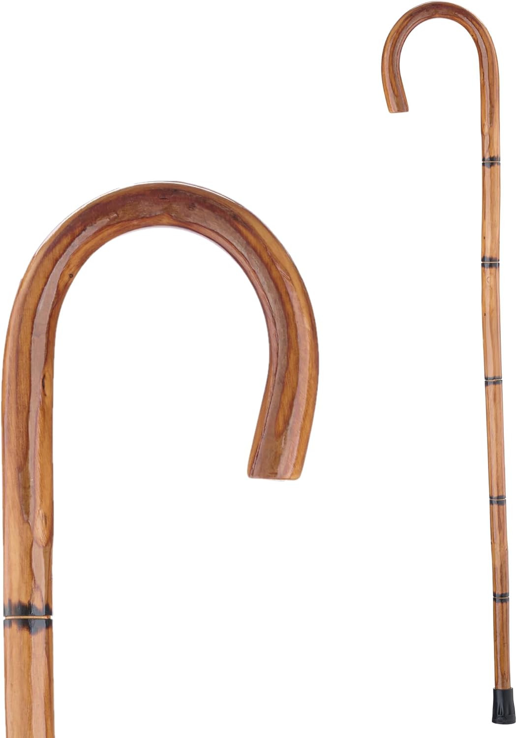 Classic Wooden Walking Cane – Lightweight Wood Cane with Rubber Tip, 35.5″ & 32″