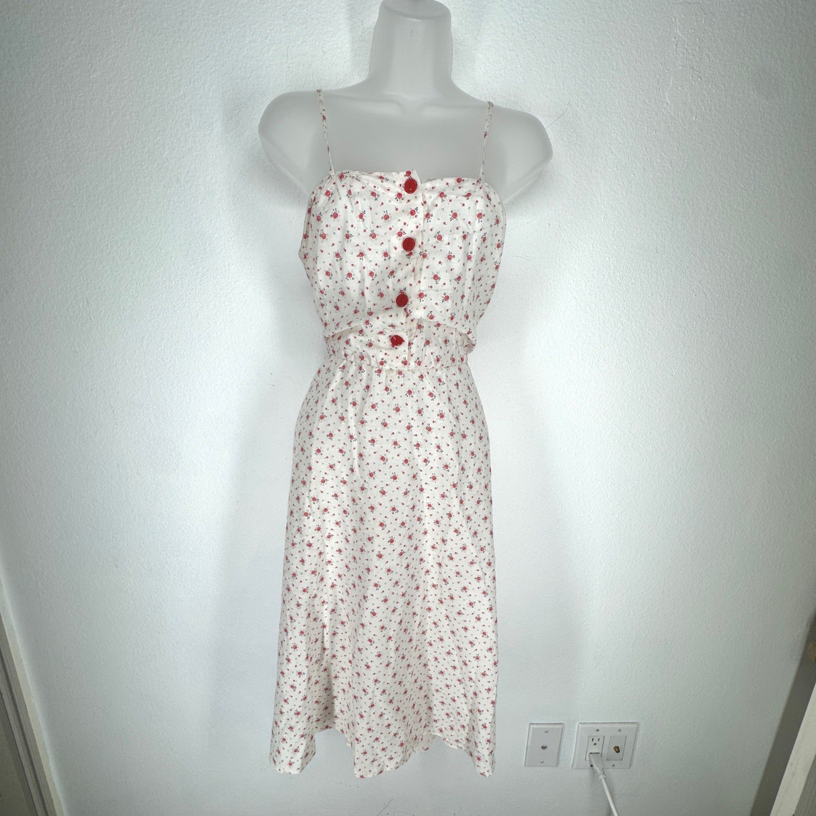 Vintage Ditsy Floral Midi Sundress Pinup Spaghetti Strap Union Made Cottagecore