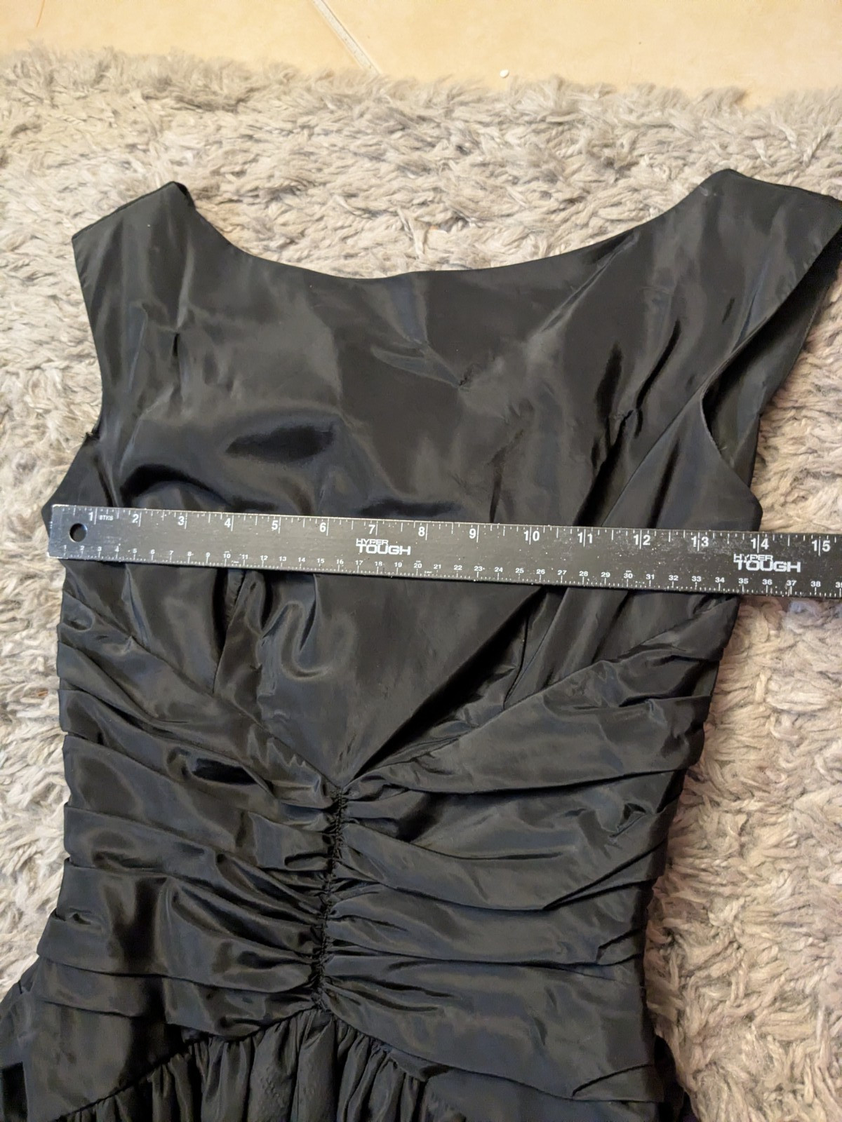 VTG 1950s Cocktail Taffeta Dress Ruched Waist & Crinoline Estate Sale Find sz S