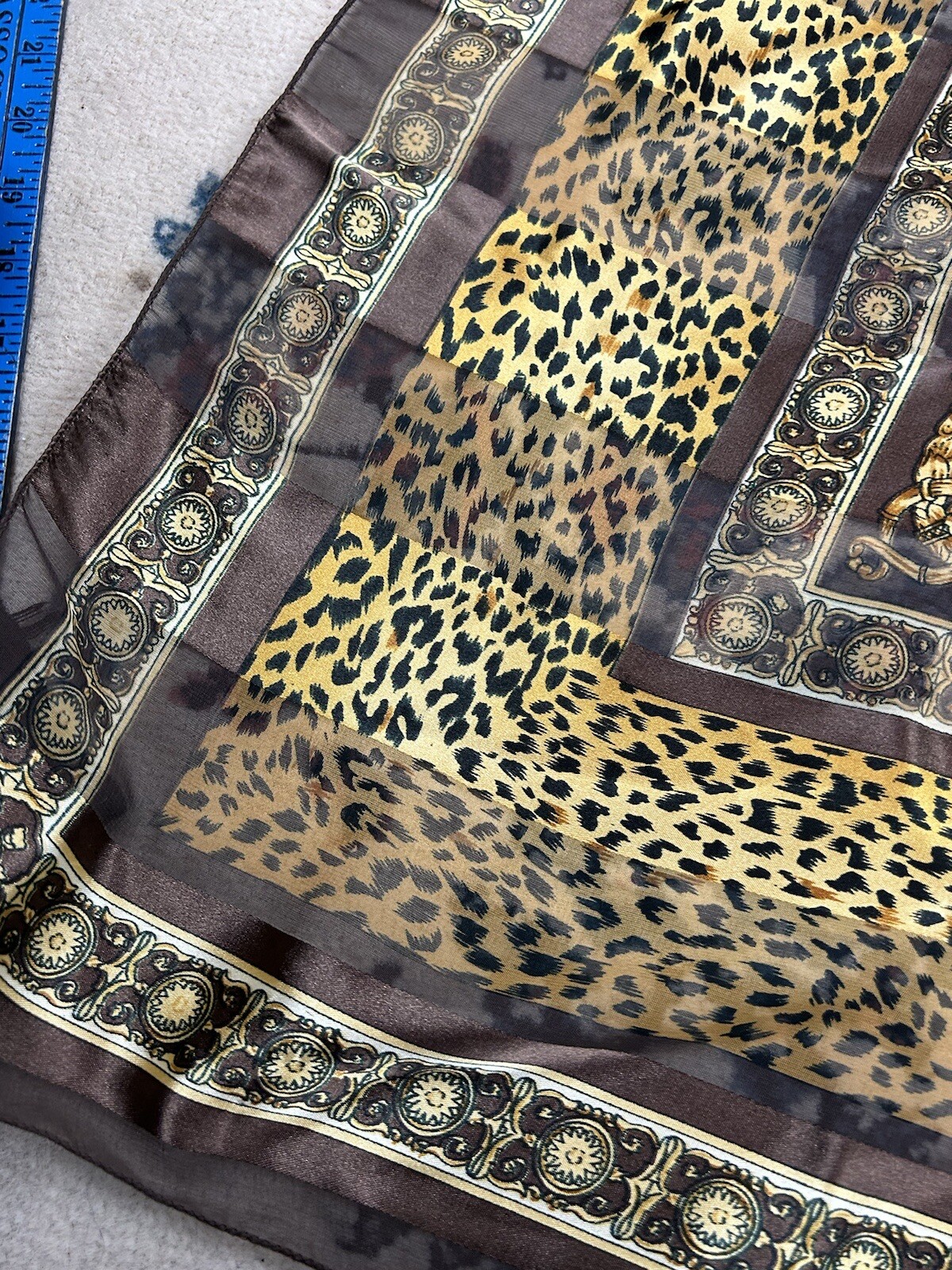 Leopard Wild Cat Scarf 42×41 Inches Vintage Gold White Black Retro Glam