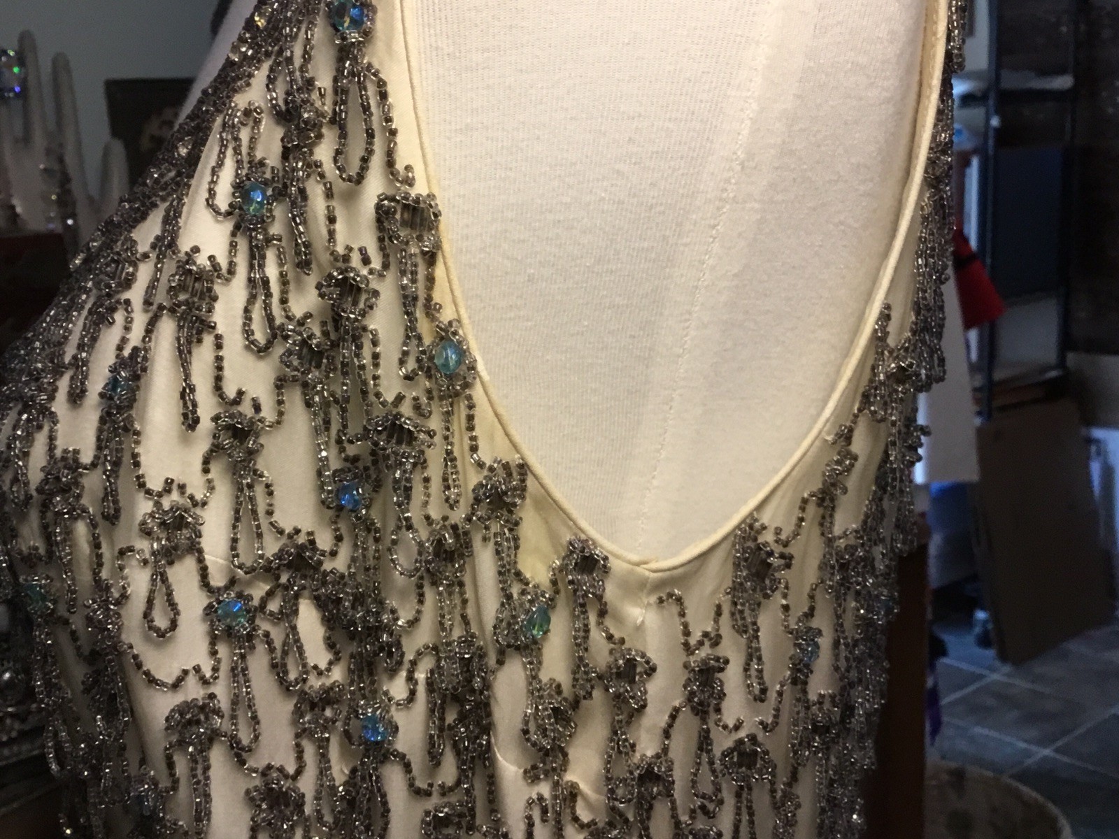 1960’s Vintage British Crown Colony Beaded Rhinestone Hong Kong Dress Small READ