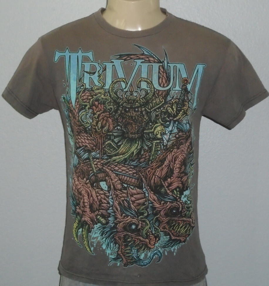 Vintage Y2K Trivium Viking Dragon Graphic T-Shirt Men Medium