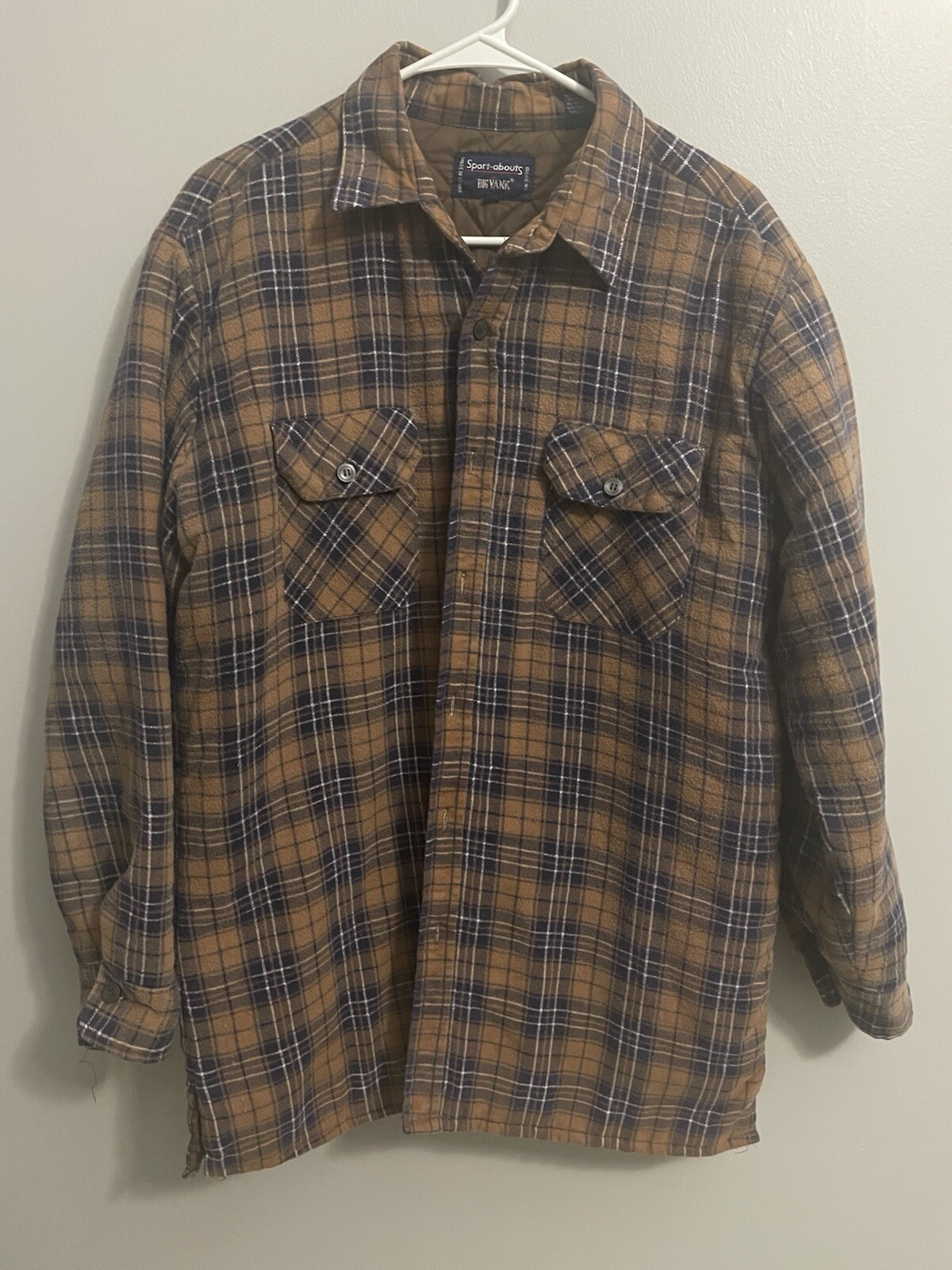BIG YANK SPORT-ABOUTS Brown Flannel Men’s Vintage Shirt Size XL Quilt Lined