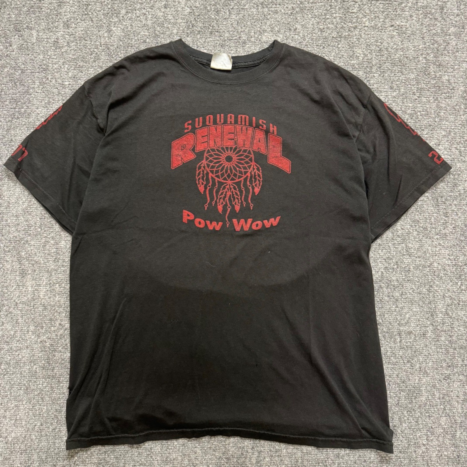 Vintage Hanes Suquamish Renewal Pow Wow 2007 Graphic T-Shirt Mens XL Black Red
