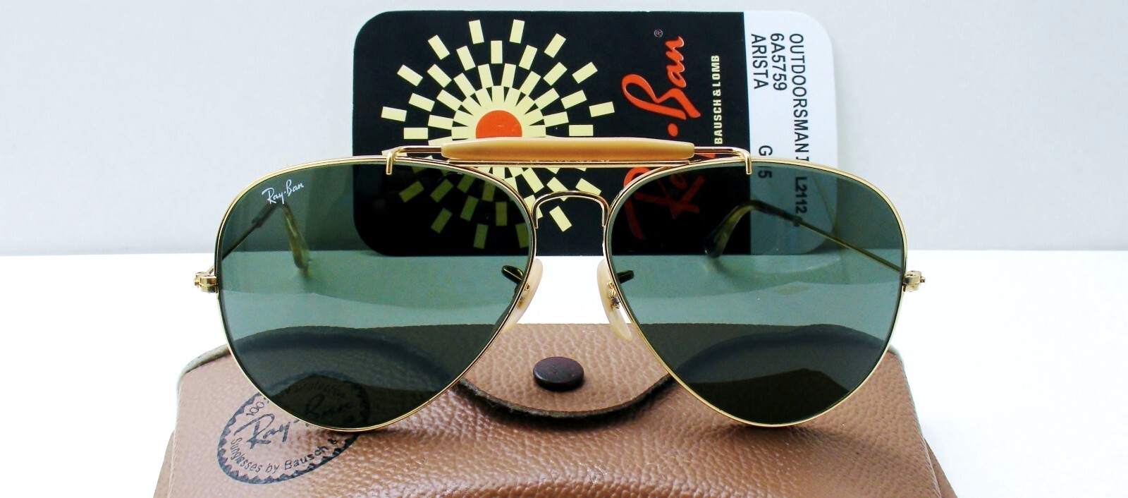 Vintage B&L Ray Ban USA Outdoorsman II 62-14 Gold Frame Sunglasses. L2112