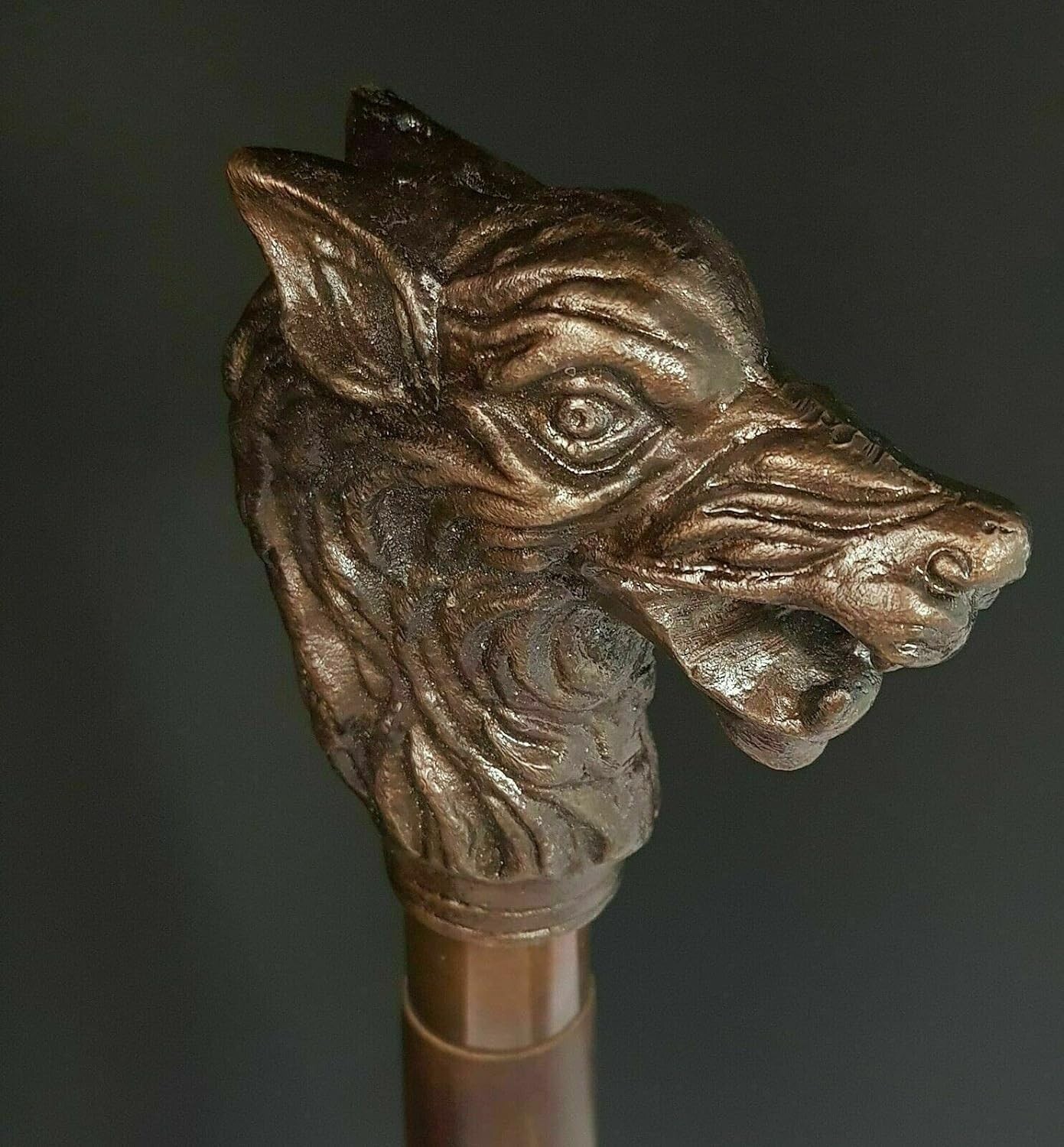 Aesthetic Walking Cane Stick Wolf Head Antique Look Handle Unisex Wooden Cane