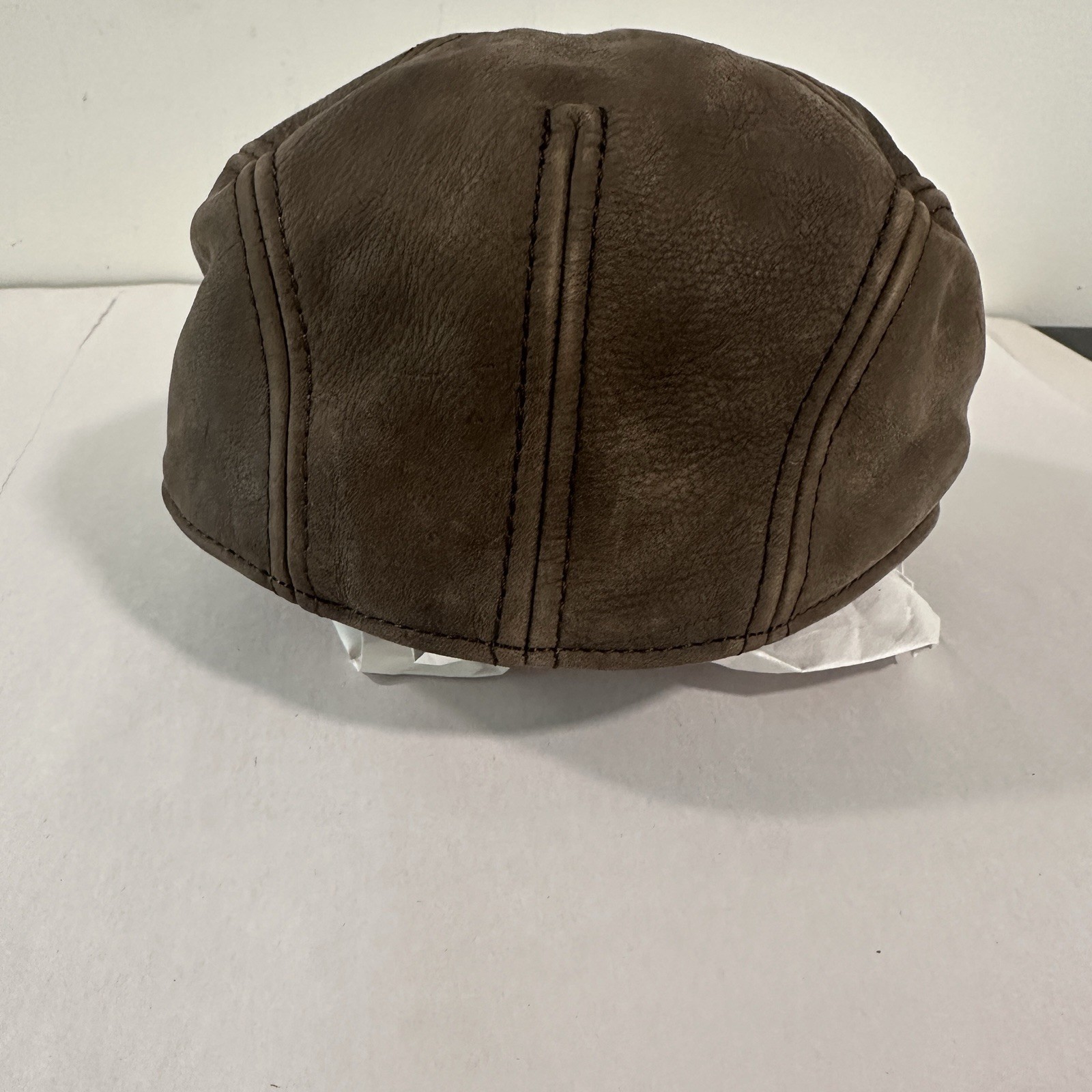 Scala Men’s Distressed Brown Leather Ivy Cap Newsboy Hat Size S/M