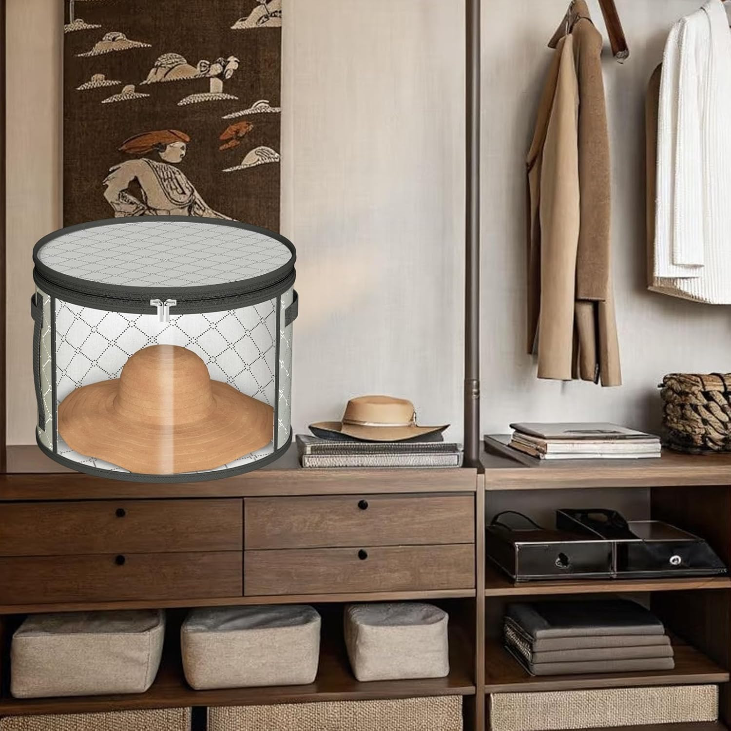 Hat Boxes For Women Storage – This Oversized Clear Hat Storage Bag can hold 9 ha