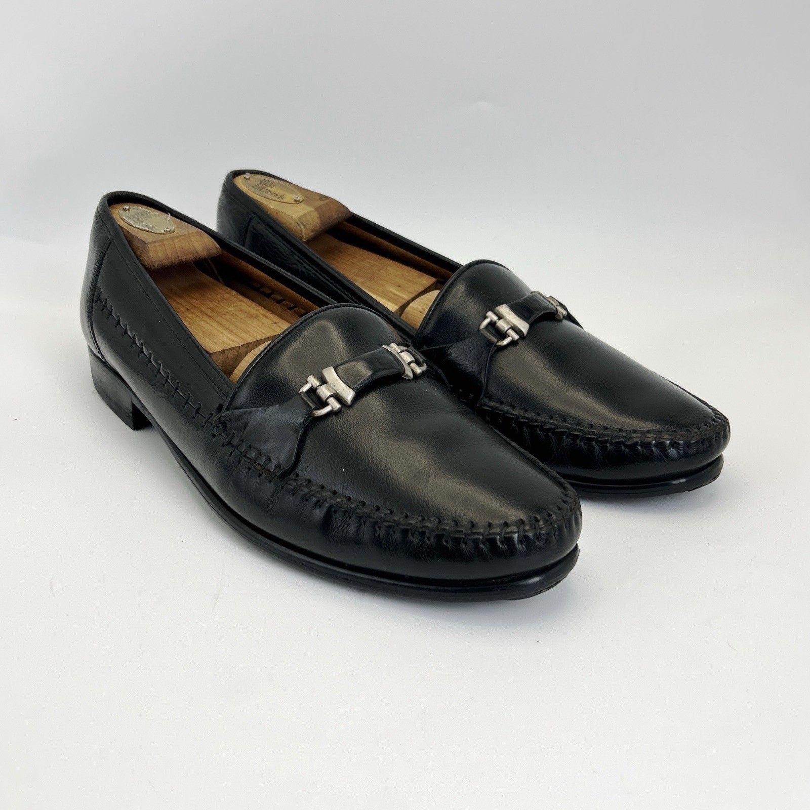 VOLARE by Carlo Leoni Bit Loafers Mens Sz 10.5 Black Leather Made Italy VTG 70s