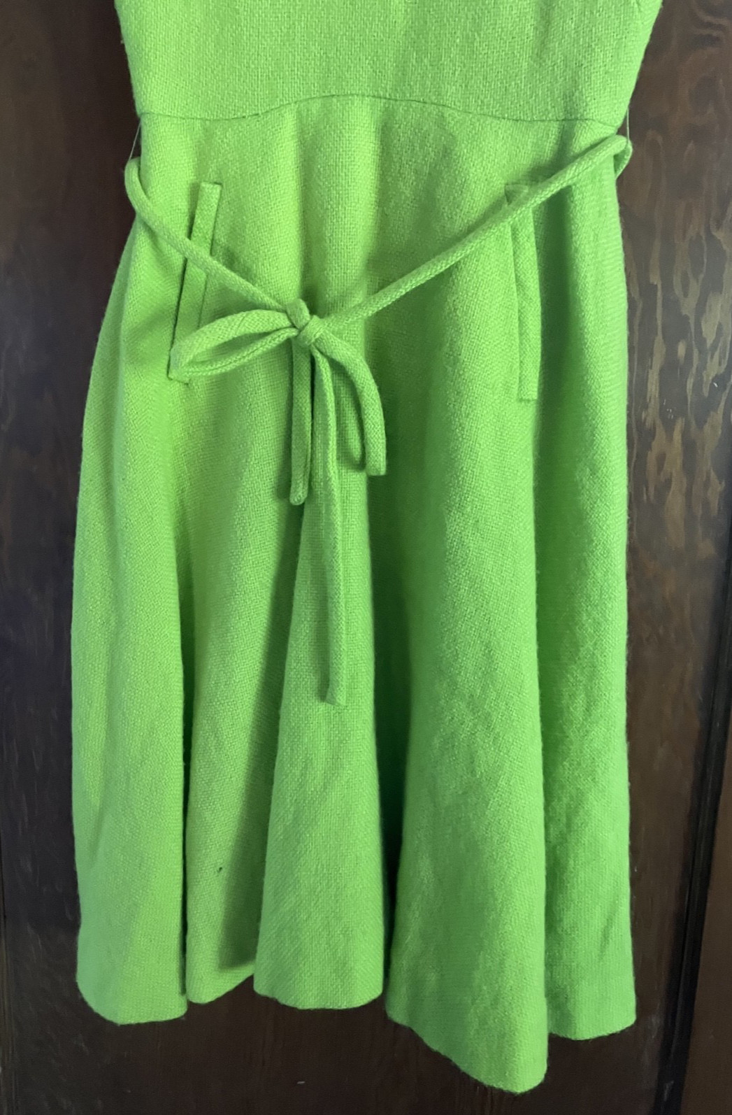 1960’s Chartreuse Green Wool Dress Jr. Sophisticates Sz M