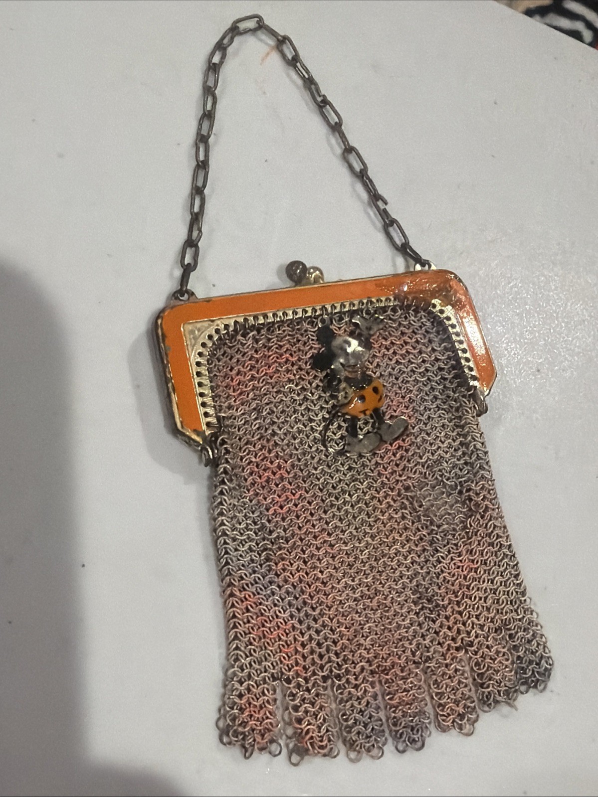 Vintage Mickey Mouse Whiting Davis Mesh Purse c1930s Walt Disney