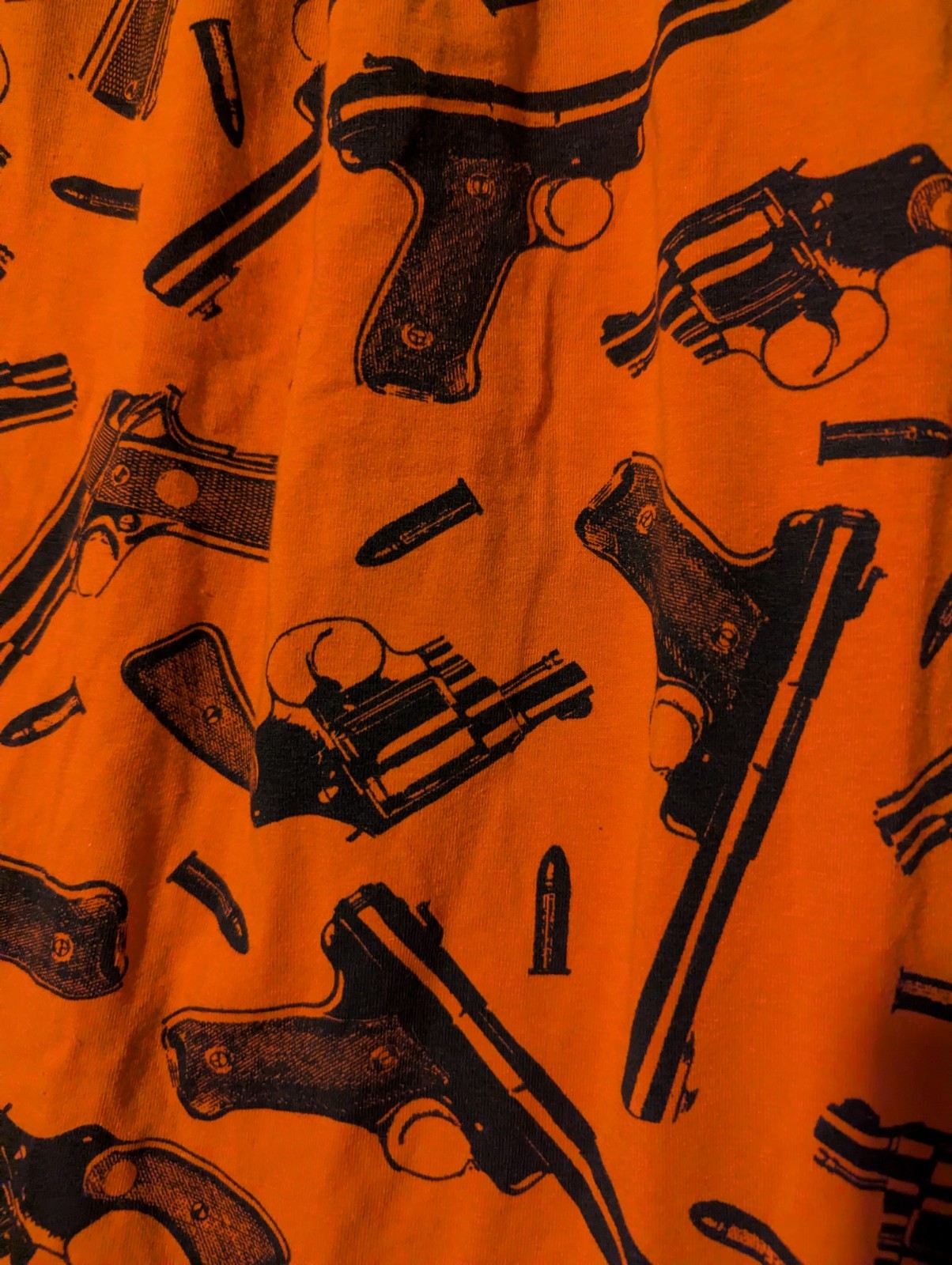 Vintage Betsey Johnson Punk Label 80’s Gun Print Orange/ Red Pencil Skirt Small