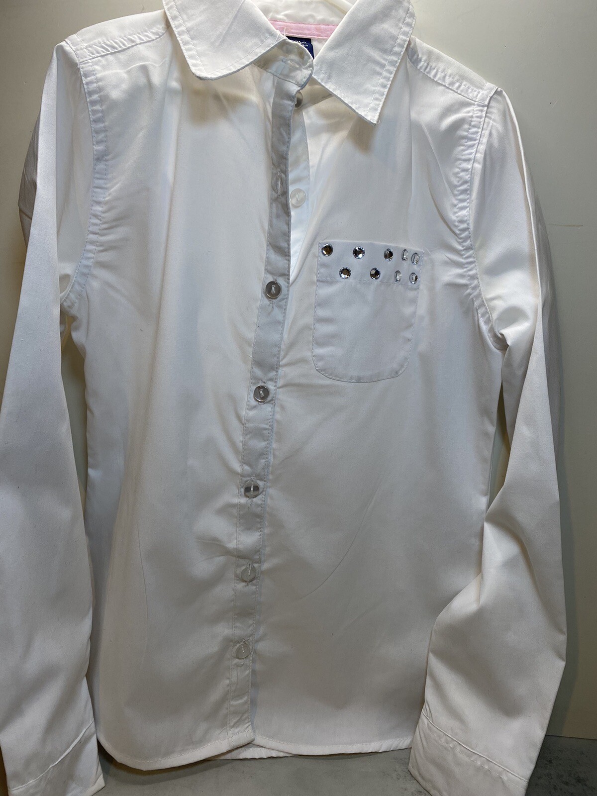 Vintage 1990’s Girls U.S. Polo Assn. White Shirt Size 12 Pocket Rhinestones
