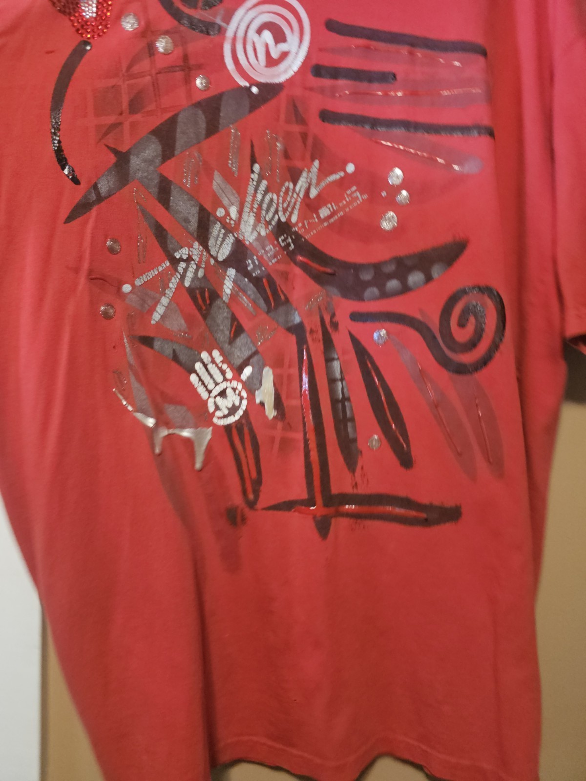 Miskeen Originals T-Shirt Mens 3XL Red Graffiti Hip Hop Graphic Tee Y2k Street