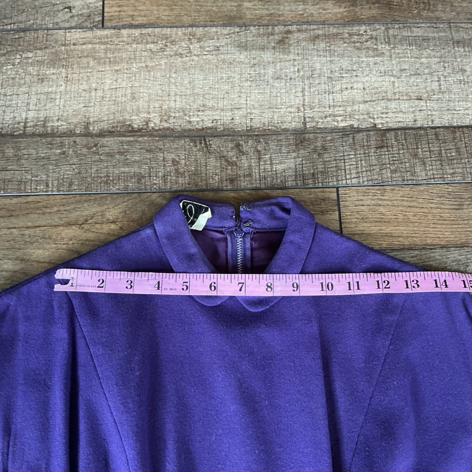 40s VTG Tailored Junior Purple Wool Wiggle Dress Tassle Hip Detail Size XS #37D7