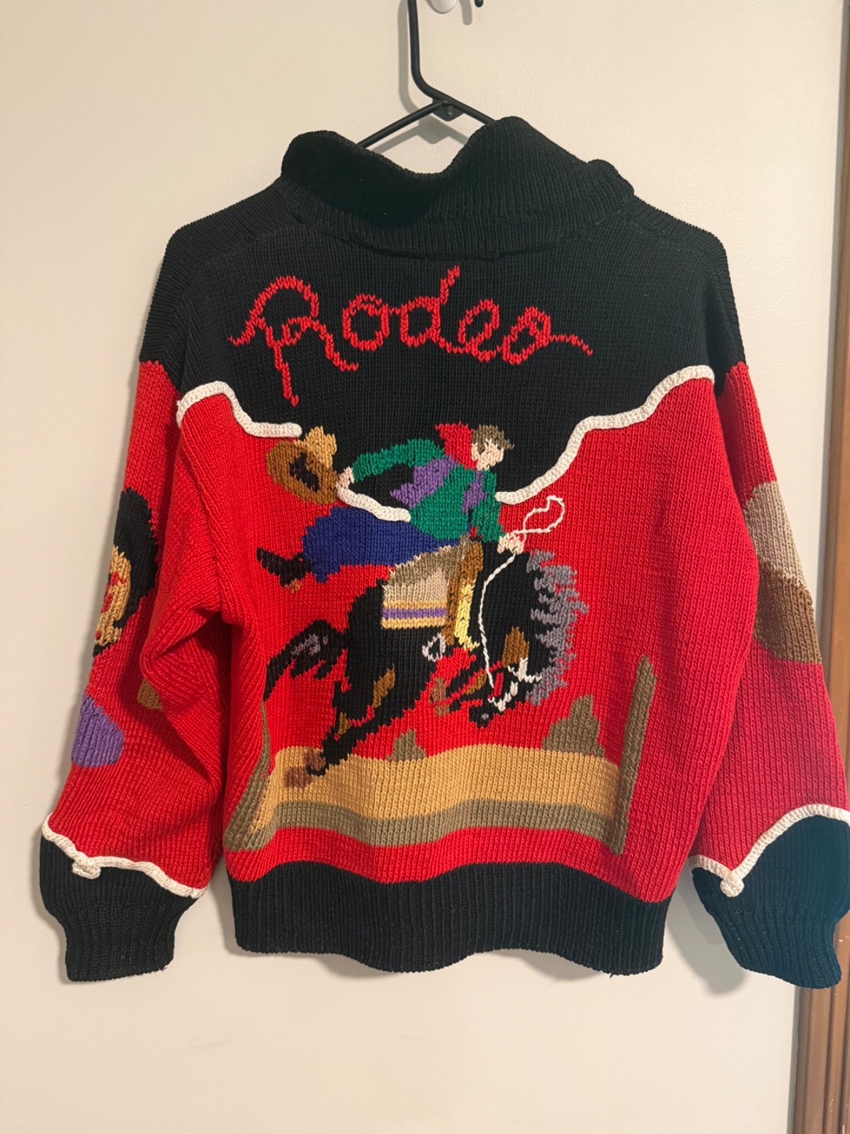 Vintage 1988 Berek Cowboy Rodeo Sweater hand knitted by Marta D 100% Pima Cotton