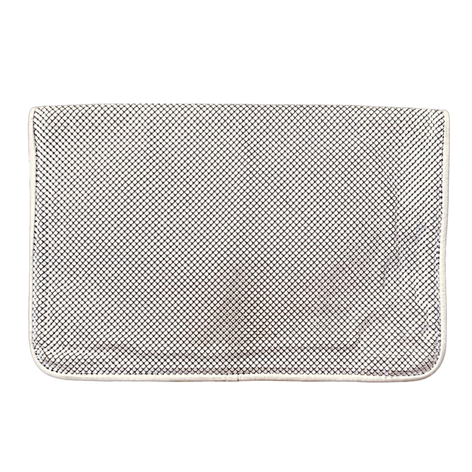 GLOMESH White Leather &Mesh Purse Clutch Evening 11”x 7.5”