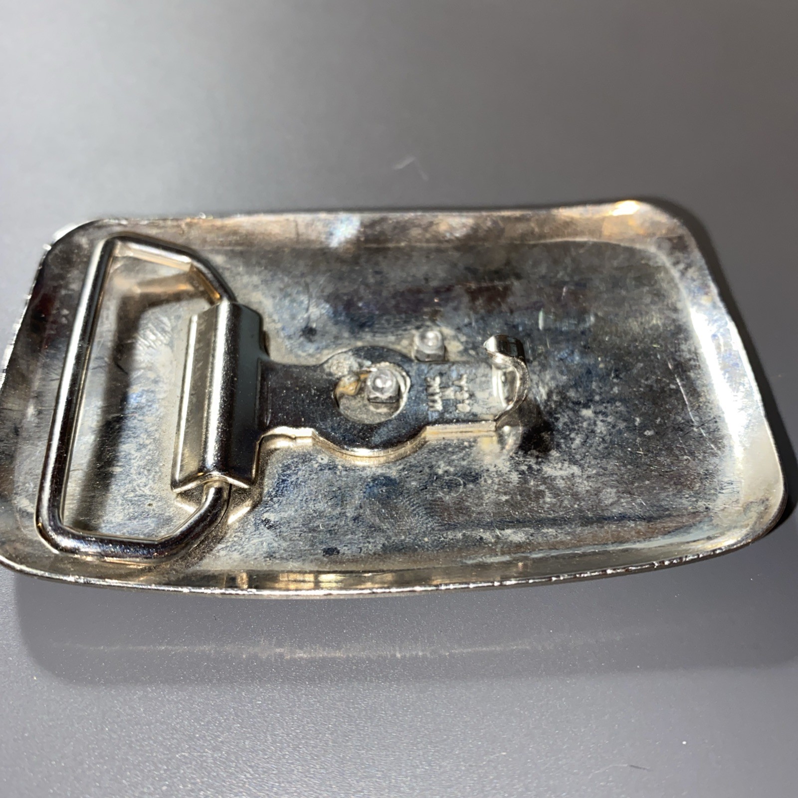 Vintage Greyhound Bus Lines Belt Buckle Chrome Silver Tone 1.5″ Made In USA