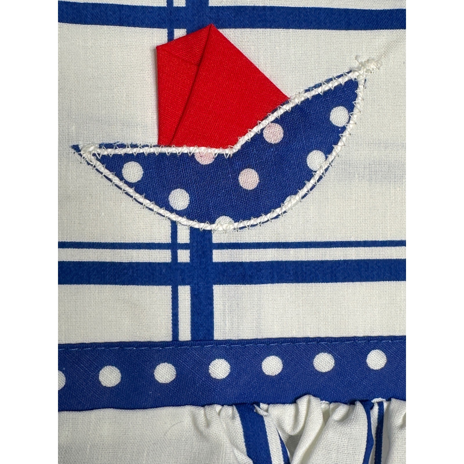 Smart Time Vintage House Dress Small Blue White Grid Sailboat Nautical Duster