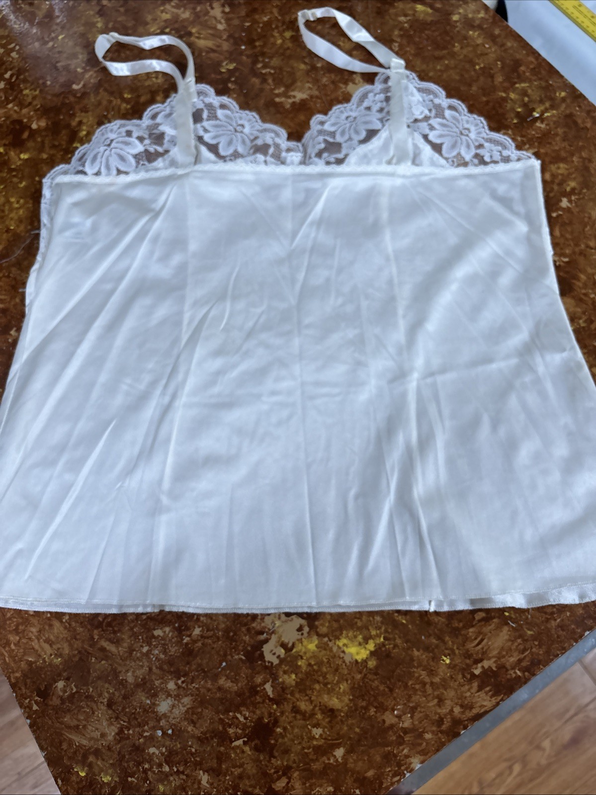 Vintage Beige Lorraine Nylon And Lace Camisole Sz 40 Made In The USA