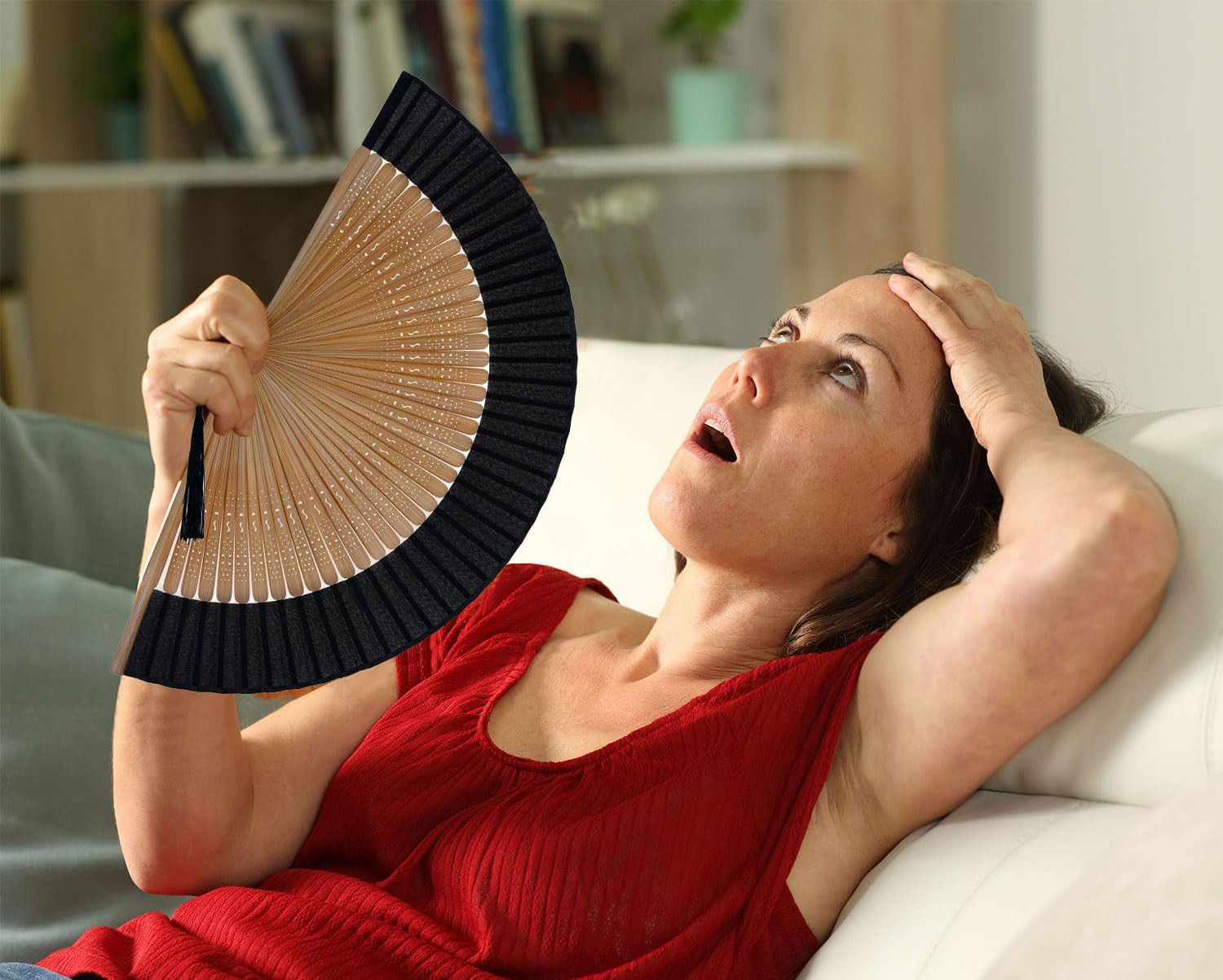 Hand Held Fan for Women Foldable, Chinese Japanese Vintage Bamboo Silk Folding F
