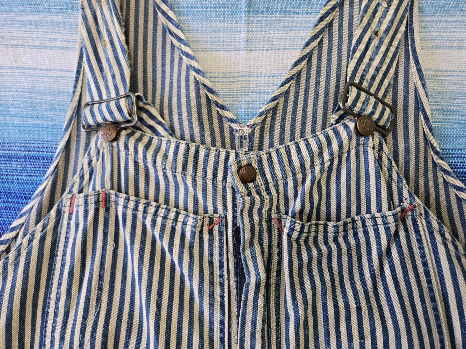 VTG RARE 1950s Penneys Pay Day VestBak Express Stripe Sanforized Overalls, 44×29