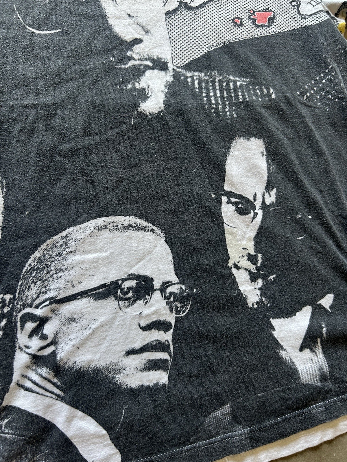 Vintage Malcolm X All Over Print T Shirt USA Rap Tee Hip Hop 90s XL